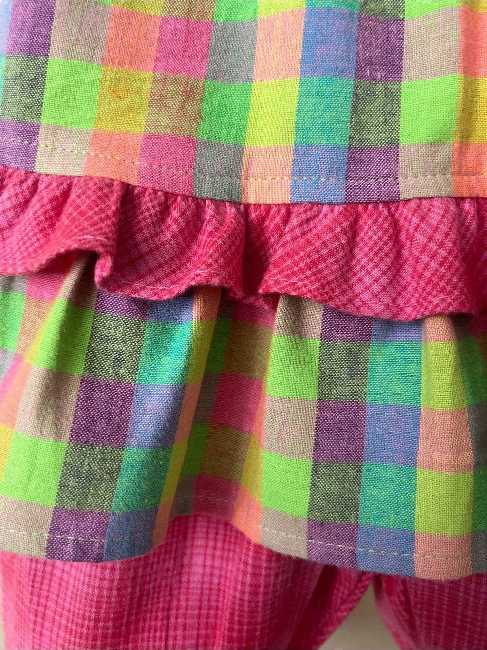 Vintage Chicken Noodle 2 piece set in Bright Colorful Plaid 12M